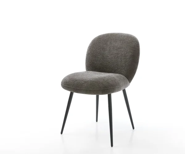 Esszimmerstuhl Nube-Flex Bouclé Soft Schlamm 4-Fuß konisch Schwarz Taschenfederkern