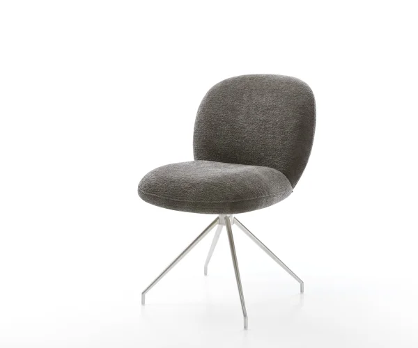 Esszimmerstuhl Nube-Flex Bouclé Soft Schlamm Kreuzgestell konisch Edelstahl Taschenfederkern