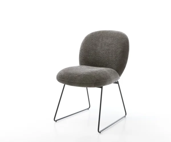 Esszimmerstuhl Nube-Flex Bouclé Soft Schlamm Kufengestell Schwarz Taschenfederkern