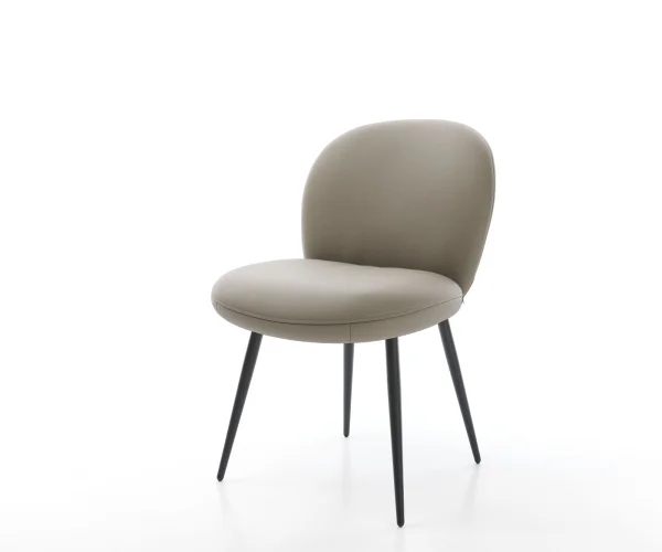 Esszimmerstuhl Nube-Flex Echt-Leder Schlamm 4-Fuß konisch Schwarz Taschenfederkern