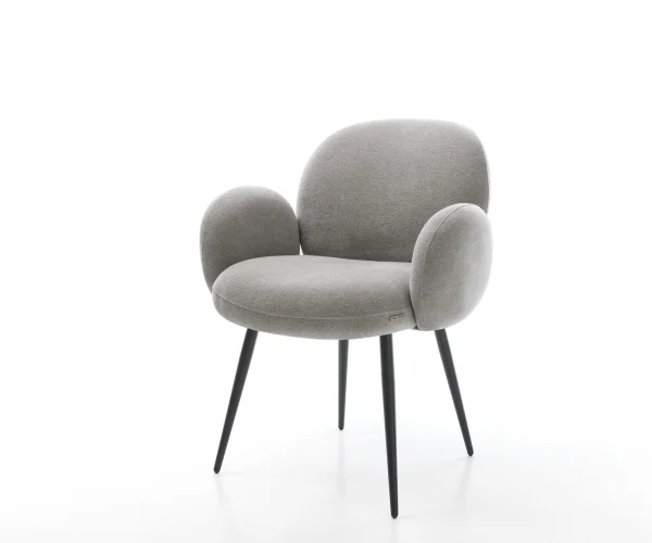 Esszimmerstuhl Nube-Flex mit Armlehnen Strukturstoff Soft Grau 4-Fuß konisch Schwarz Taschenfederkern