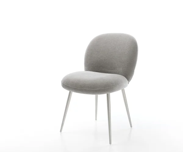 Esszimmerstuhl Nube-Flex Strukturstoff Soft Grau 4-Fuß konisch Edelstahl Taschenfederkern