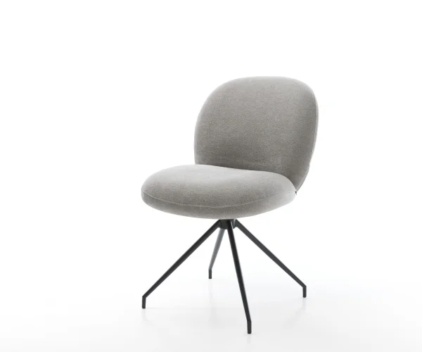 Esszimmerstuhl Nube-Flex Strukturstoff Soft Grau Kreuzgestell konisch Schwarz Taschenfederkern