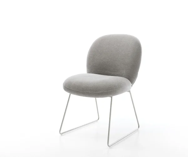 Esszimmerstuhl Nube-Flex Strukturstoff Soft Grau Kufengestell Edelstahl Taschenfederkern