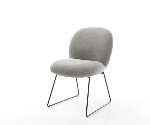 Esszimmerstuhl Nube-Flex Strukturstoff Soft Grau Kufengestell Schwarz Taschenfederkern
