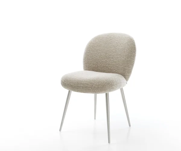 Esszimmerstuhl Nube-Flex Webstoff Soft Beige 4-Fuß konisch Edelstahl Taschenfederkern