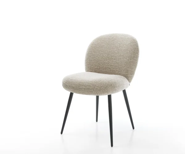 Esszimmerstuhl Nube-Flex Webstoff Soft Beige 4-Fuß konisch Schwarz Taschenfederkern