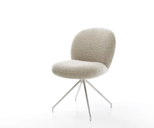 Esszimmerstuhl Nube-Flex Webstoff Soft Beige Kreuzgestell konisch Edelstahl Taschenfederkern