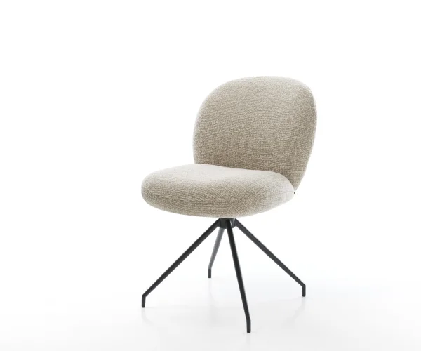 Esszimmerstuhl Nube-Flex Webstoff Soft Beige Kreuzgestell konisch Schwarz Taschenfederkern