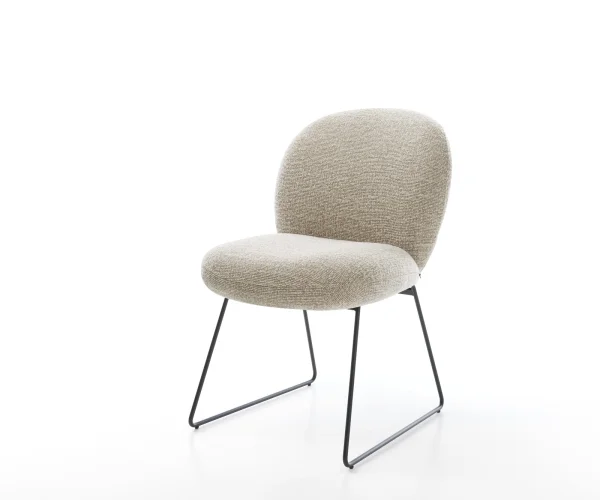 Esszimmerstuhl Nube-Flex Webstoff Soft Beige Kufengestell Schwarz Taschenfederkern