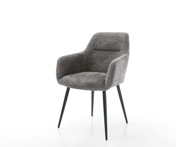 Esszimmerstuhl Pejo-Flex Bouclé Grau 4-Fuß konisch Schwarz Taschenfederkern