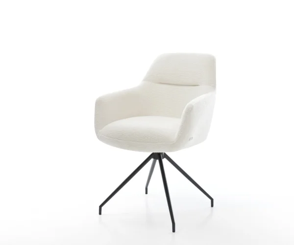 Esszimmerstuhl Pejo-Flex Bouclé Soft Beige Kreuzgestell konisch Schwarz Taschenfederkern
