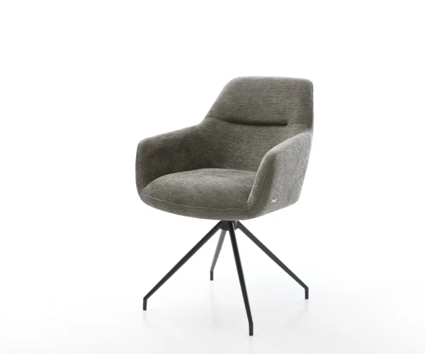 Esszimmerstuhl Pejo-Flex Bouclé Soft Schlamm Kreuzgestell konisch Schwarz Taschenfederkern