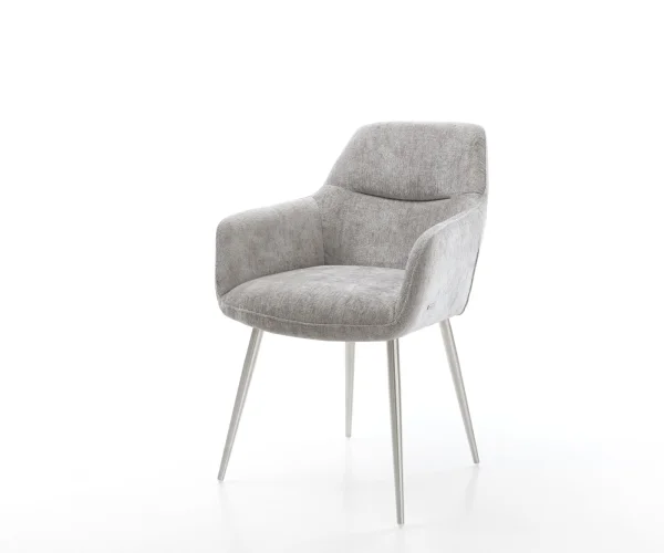 Esszimmerstuhl Pejo-Flex Chenille Silbergrau 4-Fuß konisch Edelstahl Taschenfederkern