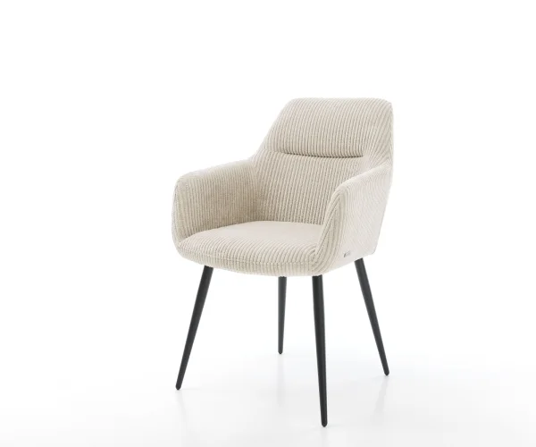 Esszimmerstuhl Pejo-Flex Cord Beige 4-Fuß konisch Schwarz Taschenfederkern