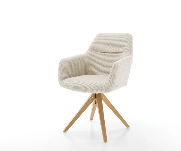 Esszimmerstuhl Pejo-Flex Cord Beige Holzgestell kantig Natur Taschenfederkern
