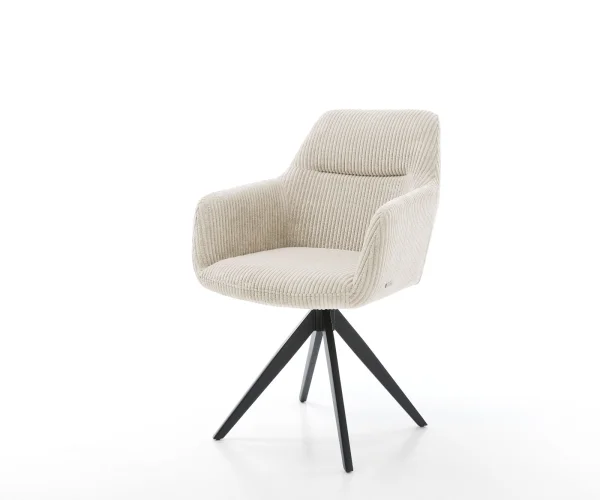 Esszimmerstuhl Pejo-Flex Cord Beige Kreuzgestell kantig Schwarz Taschenfederkern