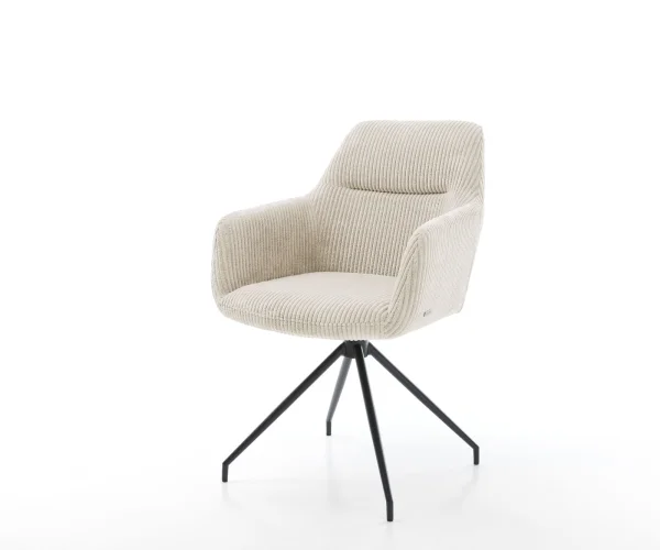 Esszimmerstuhl Pejo-Flex Cord Beige Kreuzgestell konisch Schwarz Taschenfederkern