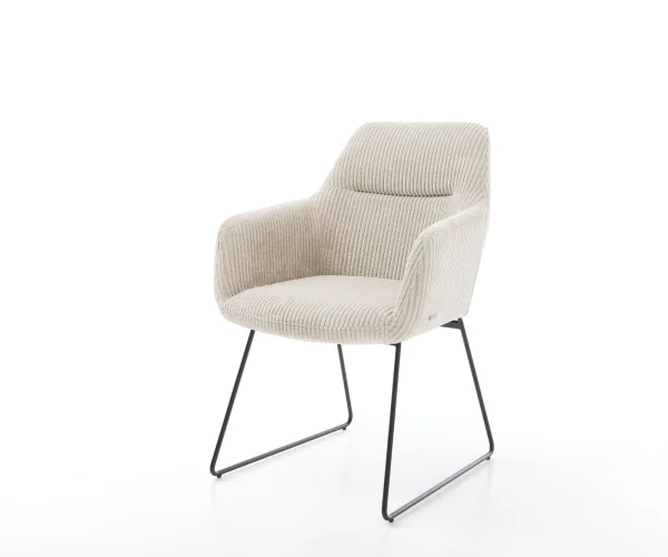 Esszimmerstuhl Pejo-Flex Cord Beige Kufengestell Schwarz Taschenfederkern
