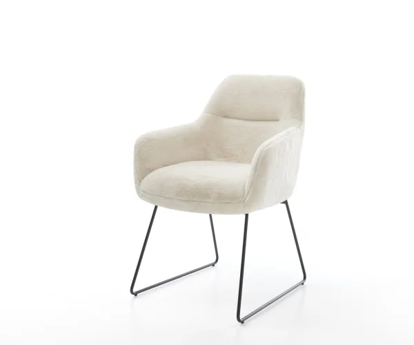 Esszimmerstuhl Pejo-Flex Plüsch Creme-Weiß Kufengestell Schwarz Taschenfederkern