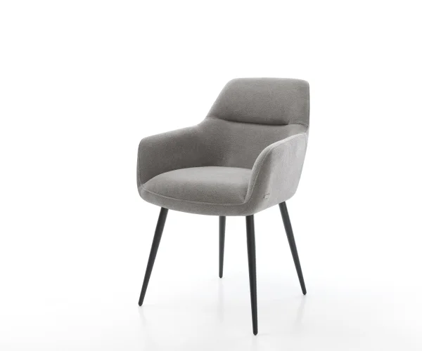 Esszimmerstuhl Pejo-Flex Strukturstoff Soft Grau 4-Fuß konisch Schwarz Taschenfederkern