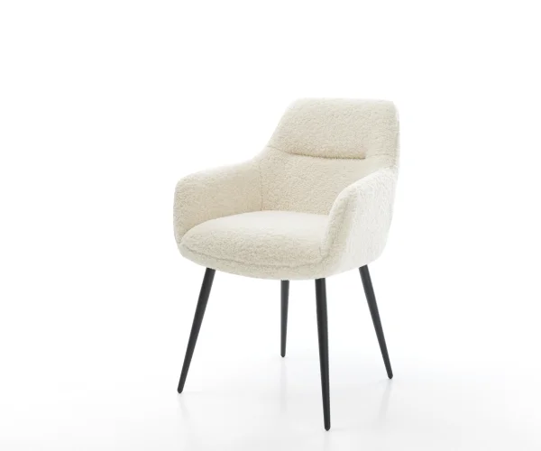 Esszimmerstuhl Pejo-Flex Teddystoff Beige 4-Fuß konisch Schwarz Taschenfederkern