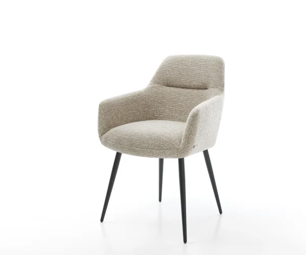 Esszimmerstuhl Pejo-Flex Webstoff Soft Beige 4-Fuß konisch Schwarz Taschenfederkern
