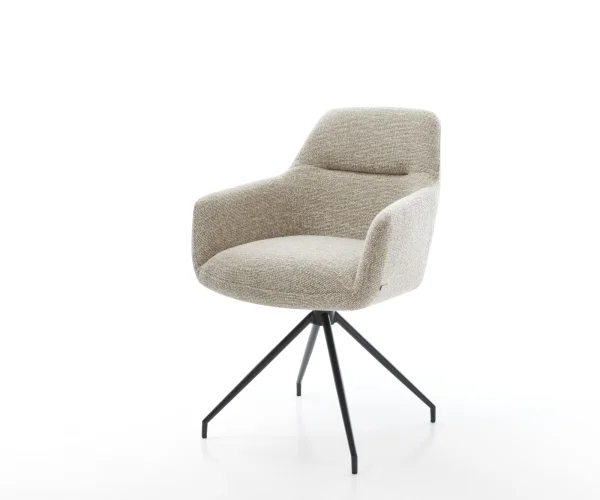 Esszimmerstuhl Pejo-Flex Webstoff Soft Beige Kreuzgestell konisch Schwarz Taschenfederkern