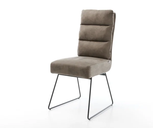 Esszimmerstuhl Pela-Flex Mikrofaser Taupe Vintage Kufengestell Schwarz Taschenfederkern