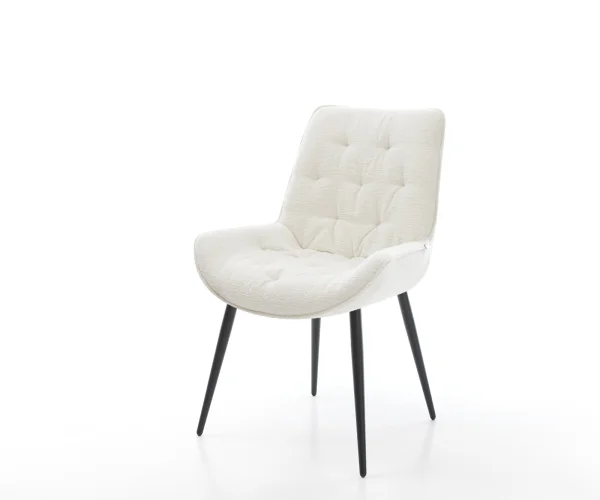 Esszimmerstuhl Taimi-Flex Bouclé Soft Beige 4-Fuß konisch Schwarz