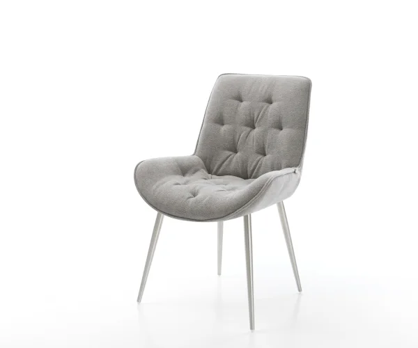 Esszimmerstuhl Taimi-Flex Strukturstoff Soft Grau 4-Fuß konisch Edelstahl