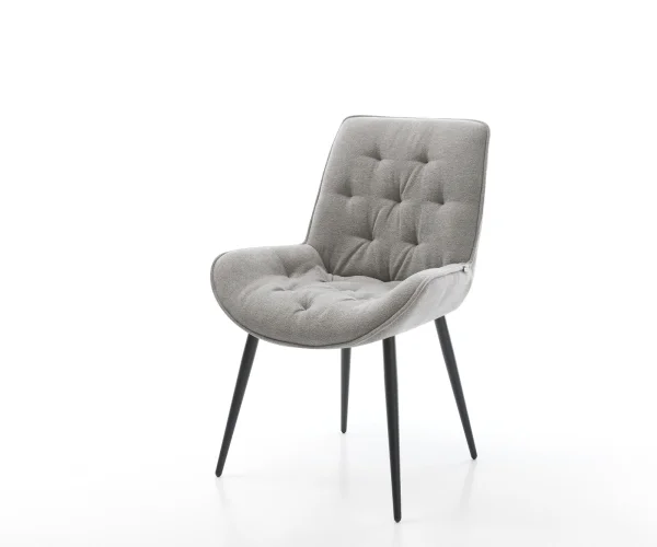 Esszimmerstuhl Taimi-Flex Strukturstoff Soft Grau 4-Fuß konisch Schwarz