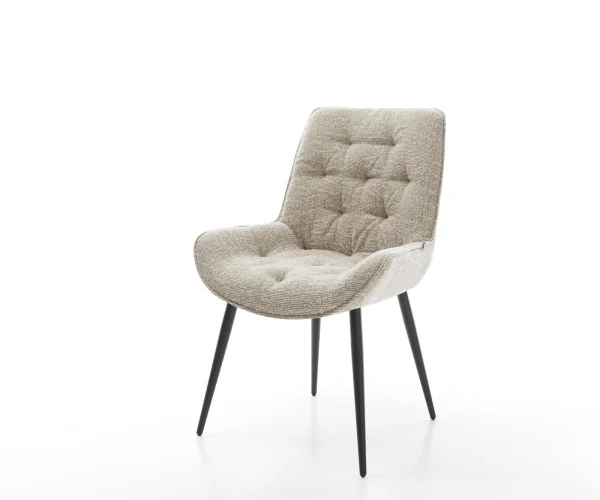 Esszimmerstuhl Taimi-Flex Webstoff Soft Beige 4-Fuß konisch Schwarz