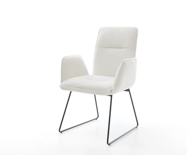 Esszimmerstuhl Vinja-Flex Bouclé Soft Beige Kufengestell Schwarz