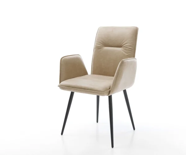 Esszimmerstuhl Vinja-Flex Mikrofaser Beige Vintage 4-Fuß konisch Schwarz
