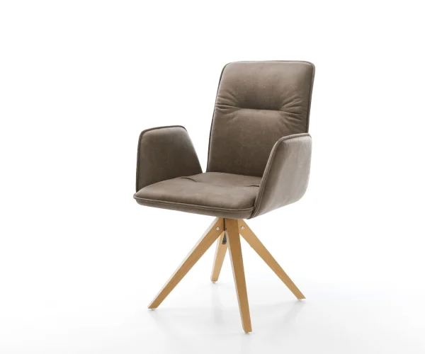 Esszimmerstuhl Vinja-Flex Mikrofaser Taupe Vintage Holzgestell kantig Natur