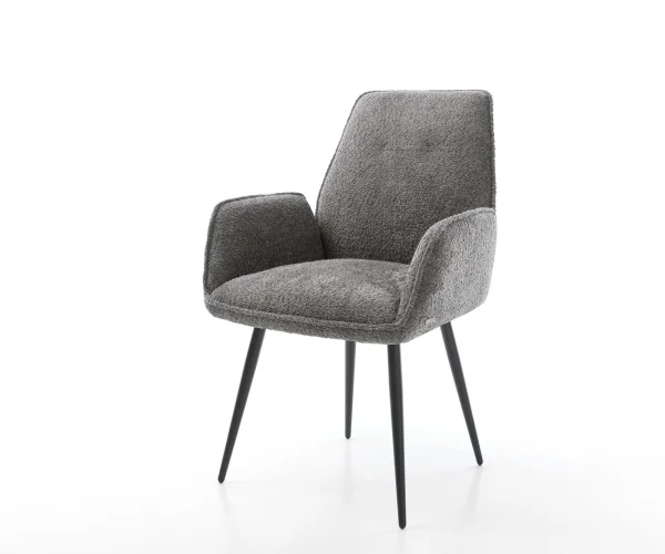 Esszimmerstuhl Zoa-Flex Bouclé Grau 4-Fuß konisch Schwarz Taschenfederkern