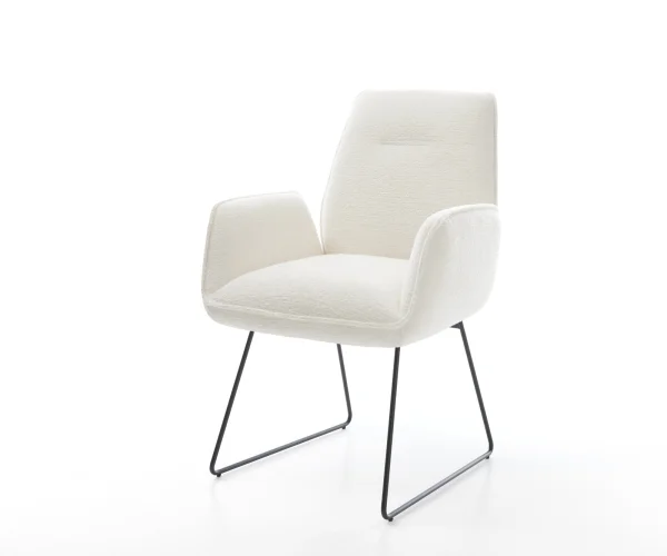 Esszimmerstuhl Zoa-Flex Bouclé Soft Beige Kufengestell Schwarz Taschenfederkern