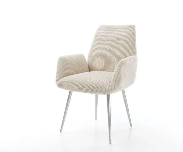 Esszimmerstuhl Zoa-Flex Cord Beige 4-Fuß konisch Edelstahl Taschenfederkern