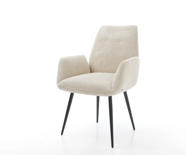 Esszimmerstuhl Zoa-Flex Cord Beige 4-Fuß konisch Schwarz Taschenfederkern