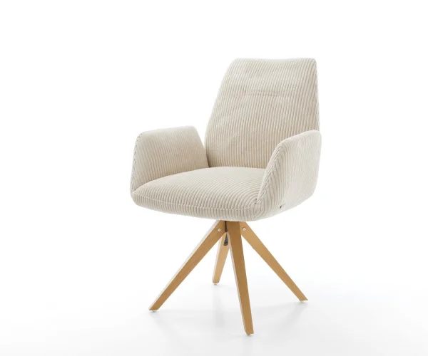 Esszimmerstuhl Zoa-Flex Cord Beige Holzgestell kantig Natur Taschenfederkern