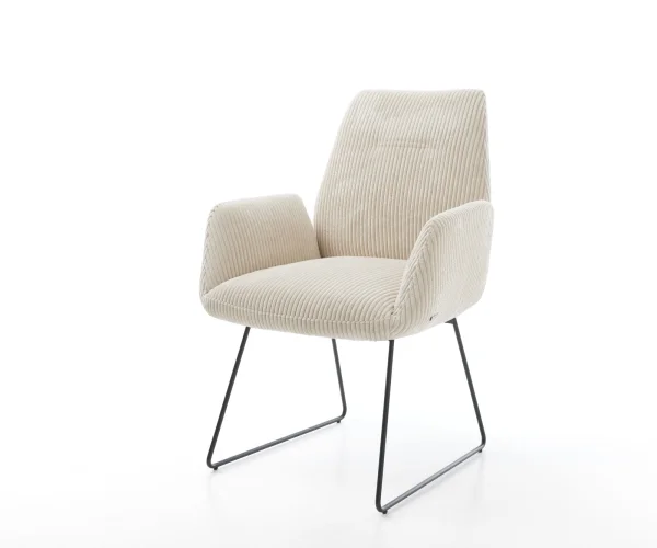 Esszimmerstuhl Zoa-Flex Cord Beige Kufengestell Schwarz Taschenfederkern