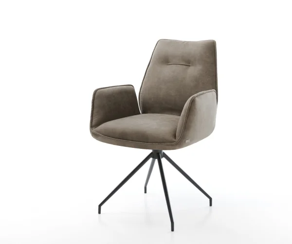 Esszimmerstuhl Zoa-Flex Mikrofaser Taupe Vintage Kreuzgestell konisch Schwarz Taschenfederkern