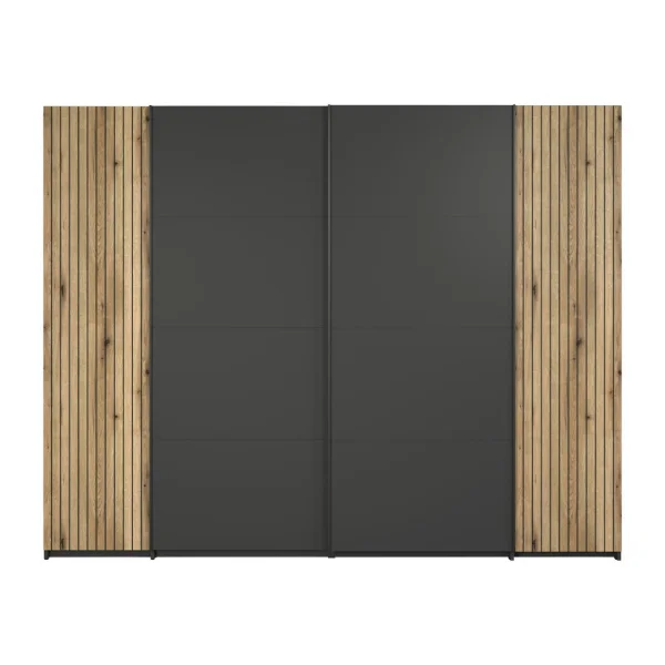 Esteban Kleiderschrank 2 normale Türen, 2 Schiebetüren Antracit.