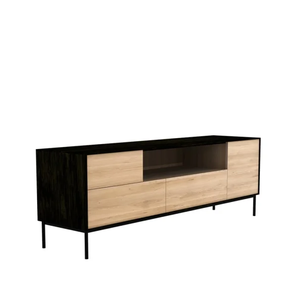 Ethnicraft Blackbird Fernsehbank Schwarze Eiche-Schwarze Metallbeine