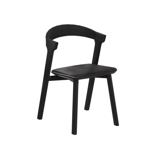 Ethnicraft Bok Stuhl mit Ledersitz Schwarz gebeizte Eiche-schwarzes Leder