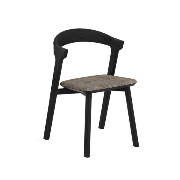 Ethnicraft Bok Stuhl mit Stoffsitz Graue Kissen