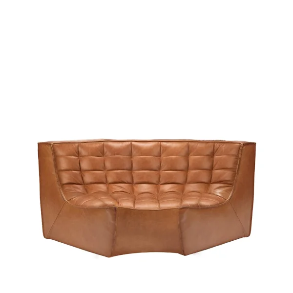 Ethnicraft N701 Eckmodul abgerundet 90° Läder old saddle