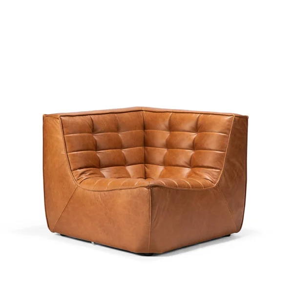 Ethnicraft N701 Eckmodul gerade Läder old saddle