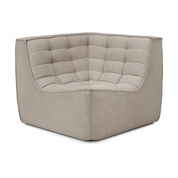Ethnicraft N701 Eckmodul gerade Stoff Ecru beige